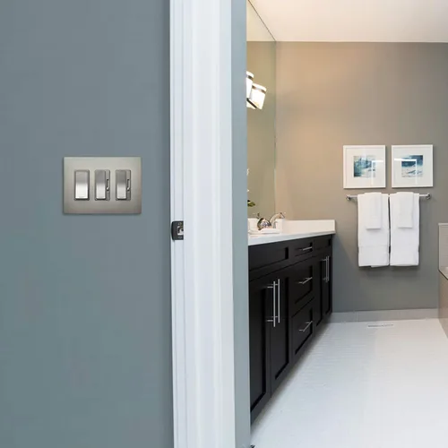 Miniatura 8 de Legrand Radiant RH453PNICCV6 - Interruptor de luz regulador de intensidad basculante preestablecido de 450 W con luz localizadora para bombillas LED