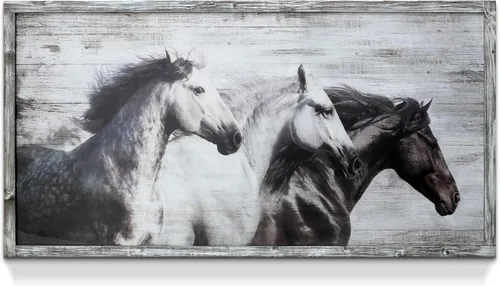Miniatura 8 de artopia Arte de Pared de Granja de Caballo de Madera: Decoración de Caballo Gris Rústico de Granja Pintura de Retrato de Vida Silvestre