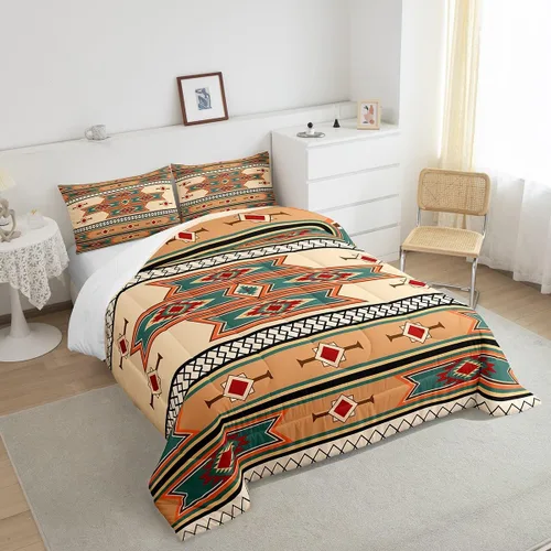 Miniatura 4 de Erosebridal Juego de edredón exótico tamaño individual, ropa de cama tribal, estadounidense, suroeste, étnico, bohemio, abstracto, geométrico, juego