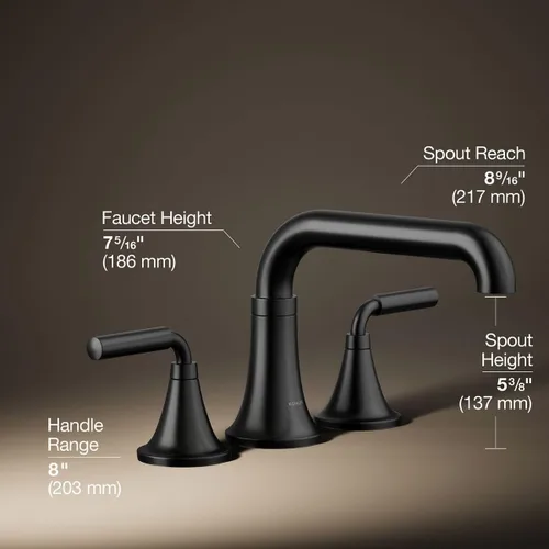 Miniatura 3 de Kohler T27417-4-BL Tone™ - Grifo de baño para montaje en cubierta, negro mate Mate negro