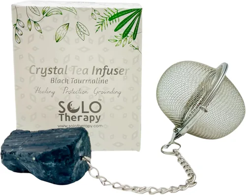 Miniatura 6 de Infusor de té de cristal, cristal de amatista, colador de té de malla de acero inoxidable, filtro de té de bola de cristal de amatista con gancho