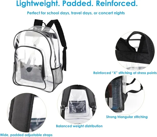 Miniatura 4 de Mochila transparente resistente transparente de PVC transparente Plstic transparente, Negro