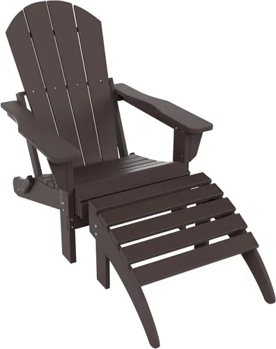 Miniatura 52 de WestinTrends Reposapiés otomano Adirondack para patio al aire libre, taburete de madera de polietileno para todo tipo de clima, ampliamente Azul