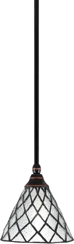 Miniatura 252 de Toltec Lighting Tallo Colgado Mini colgante, acabado de cobre negro, 3.5" cuadrado humo burbuja vidrio