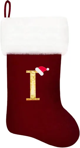 Miniatura 53 de Calcetines de Navidad bordados de 20 pulgadas con monograma, terciopelo negro con puño de felpa blanca supersuave, adornos clásicos para decoración