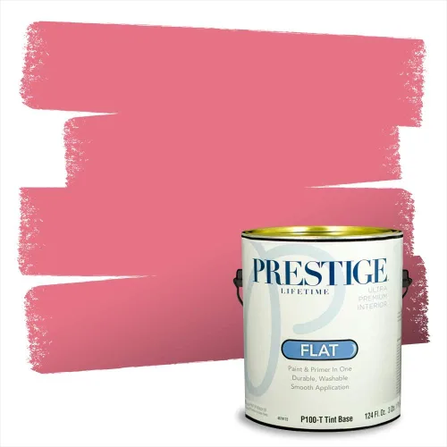 Miniatura 210 de Prestige Paints E100-T-SW6591 Pintura exterior e imprimación en uno, 1 galón, plano, combinación comparable de Sherwin Williams Amaryllis, 1 galón