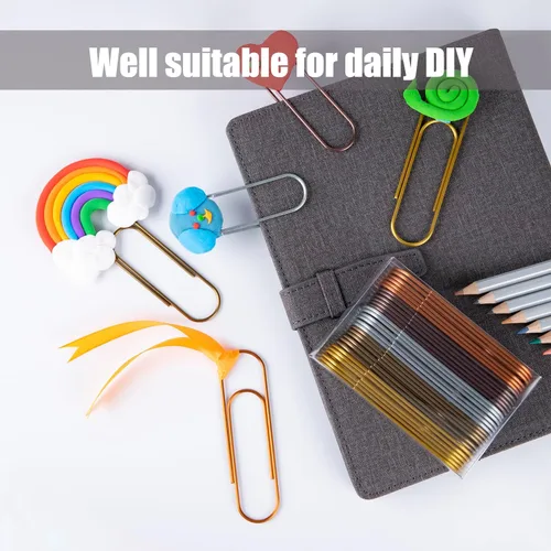 Miniatura 4 de Clips de papel de 4 pulgadas, 30 piezas de clips de papel jumbo de 100 mm, clips de papel multicolores gigantes de metal con revestimiento de vinilo