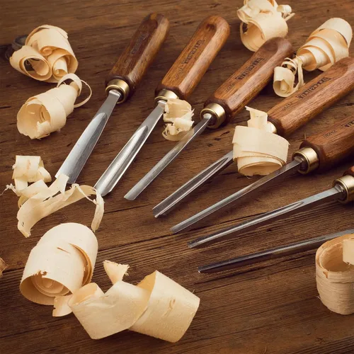 Miniatura 8 de Juego de 12 piezas de herramientas de tallado de madera para carpintería con caja de madera, cuchillas de acero CR-V 60 ultra afiladas