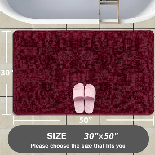 Miniatura 332 de Alfombra de baño pequeña de 12 x 18 pulgadas, lavable y absorbente, antideslizante, alfombra de baño de felpilla gruesa y suave para baño, ducha