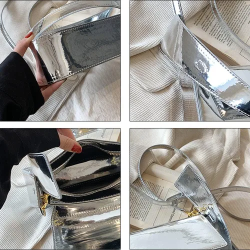 Miniatura 6 de Bolso de noche para mujer, Y2k, plateado, bolso hobo, bolso de mano, bolso de mano, bolso de mano, bolso de fiesta, bolso de mano, bolsos cruzados