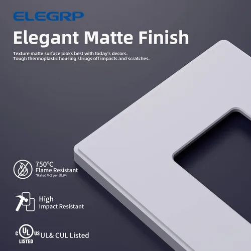 Miniatura 2 de ELEGRP Placas decorativas de pared sin tornillos, de tamaño mediano, cubierta termoplástica irrompible para interruptor de salida de receptáculo