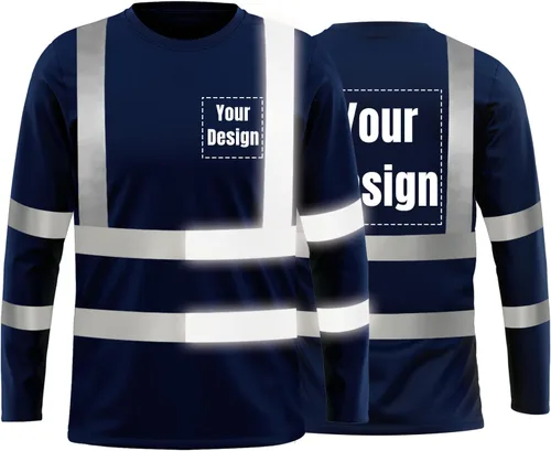 Miniatura 33 de La alta visibilidad reflexiva de las camisetas de la seguridad del logotipo de encargo Hola Vis de Verde neón