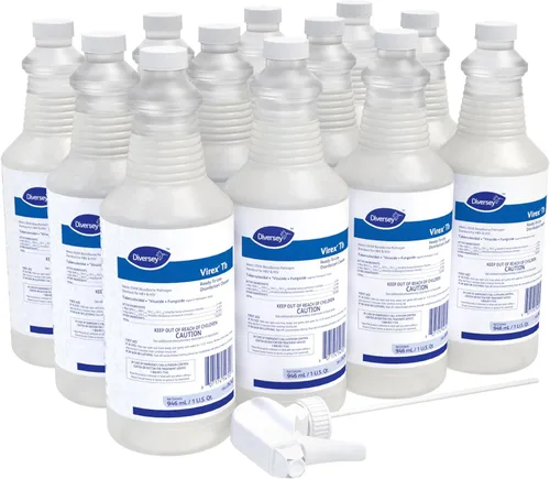 Diversey Virex Desinfectante para tuberculosis, con aroma a limón, de 32 onzas, en aerosol. Paquete de 12 unidades.