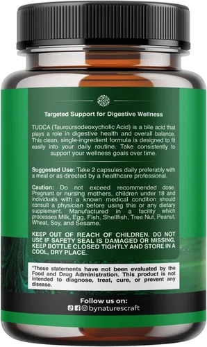 Miniatura 8 de Suplemento TUDCA de sal biliar avanzada - Extra Strength TUDCA 500mg por porción Sales biliares para riñón y soporte hepático de alta pureza Tauro