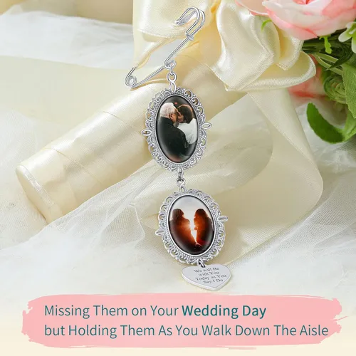 Miniatura 2 de Supcare Name PinWedding Bouqet Charm Personalized Photo Memorial Keepsake Custom Gifts Engraved Name Brooch for Men Women Bridal Groomsman