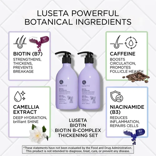 Miniatura 4 de Luseta B-Complex - Juego de champú y acondicionador para fortalecer el cabello, champú y acondicionador de rutina para mujeres, champú de biotina