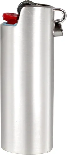 Miniatura 11 de HUMWE Metal J6 Lighter Case Cover Reusable for Bic Regular lighters Sleeve Holder with Ring Necklace Accessories (Bright Silver)