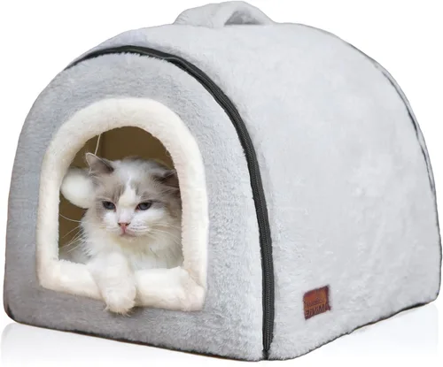 Miniatura 11 de Cama para gatos de interior, cueva plegable para gatos, fondo antideslizante y resistente al agua, casas para gatos de interior o perros pequeños