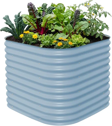 Miniatura 15 de Vego garden Jardinera elevada redonda de 32 pulgadas de alto y 42 pulgadas para jardín, para verduras, flores, patio, gris moderno