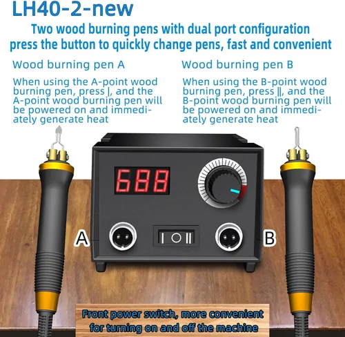 Miniatura 2 de FIRElood Herramienta de Combustión de Madera, Kit de Quemador de Madera con Bolígrafo 25~750℃, Kit de Combustión de Madera con Termómetro Digital