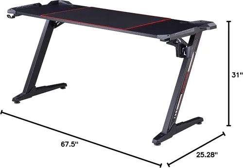 Miniatura 3 de Homes: Inside + Out Kindira - Escritorio moderno de acero para juegos con puertos USB, alfombrilla de mouse de PC y portavasos giratorio