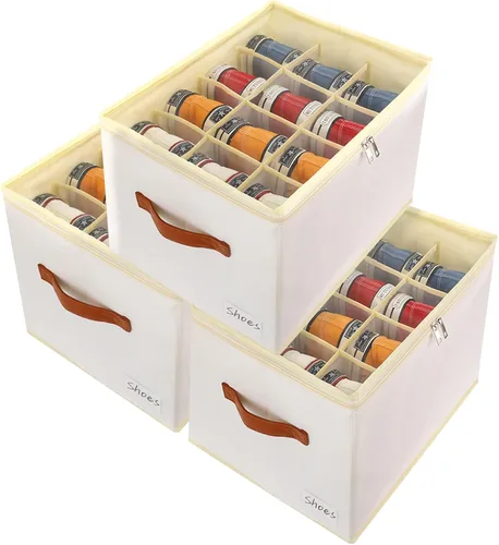 Miniatura 11 de Patinao Caja organizadora de almacenamiento de zapatos para armario - Contenedores recipientes de zapatos ahorradores de espacio con tapas