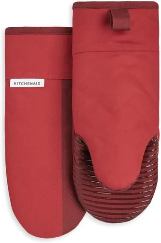 KitchenAid Beacon - Juego de guantes de horno antideslizantes de dos tonos, rojo pasión/burdeos, 5.75 x 13 pulgadas, 2 piezas