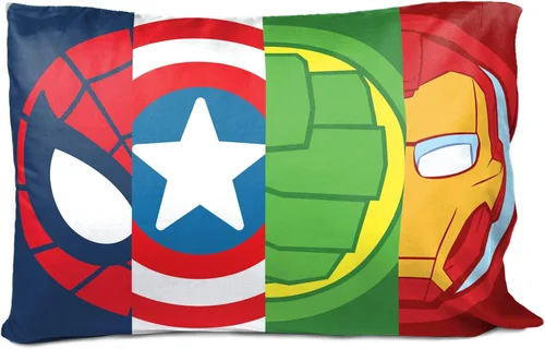 Miniatura 2 de Marvel Avengers - Juego de 2 fundas de almohada de superhéroes reversibles, Spiderman Capitán América, Hulk Iron Man, ropa de cama de microfibra