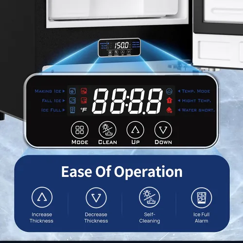 Miniatura 6 de Coolake Máquina de Hielo Comercial Bajo Mostrador de 15 Pulgadas, 100 lbs/Día de Acero Inoxidable Empotrable Independiente con Contenedor