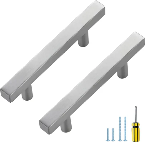 Miniatura 17 de Ravinte - Paquete de 5 manijas cuadradas para gabinete de cocina de 2 pulgadas, níquel cepillado, tiradores de gabinete de níquel satinado, hardware