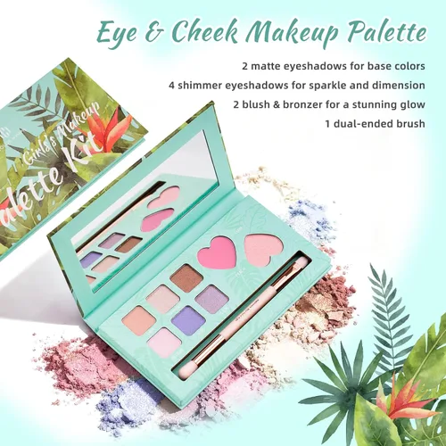 Miniatura 3 de Color Nymph Maquillaje de ojos y mejillas para niñas, paleta de sombras de ojos, rubor e iluminador para adolescentes y adolescentes, ideal