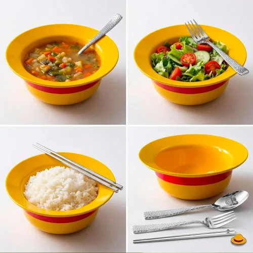 Miniatura 7 de shiningsoul Juego de Tazón de Cerámica Estilo Anime Sombrero de Paja Ramen, Tenedor y Cuchara de Acero Inoxidable Martilleado, Buen Regalo Ideal