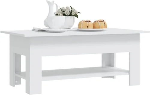 Miniatura 6 de White Engineered Wood Coffee Table 40.2" Rectangular with Storage Shelf, Modern Matte Finish, Small Coffee Table for Living Room, Bedroom, Apartment