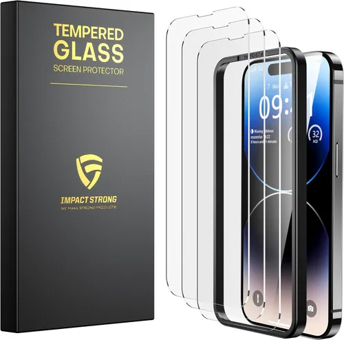 Miniatura 22 de ImpactStrong Paquete de 3 protectores de pantalla de vidrio templado inastillables para iPhone 17 Pro Max [marco de fácil instalación]