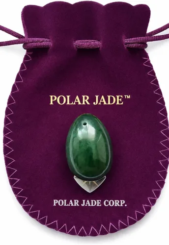 Miniatura 12 de Polar Jade Huevo de piedra hecho de jade nefrita, tamaño mediano (1.693x1.181 in), perforado, con cuerda sin encerar e instrucciones