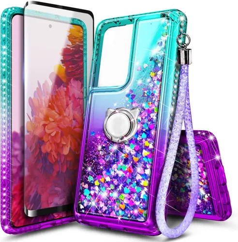 Miniatura 88 de NGB Diseñada para funda Samsung Galaxy Note 10+ (Plus), Rosa/Aguamarina Funda con Purpurina Líquida Brillante Linda para Mujeres Niñas Niños