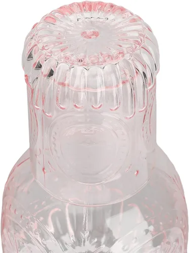 Miniatura 4 de Juego de jarra de agua y vaso de noche de cristal para baño, dormitorio, cocina (rosa)