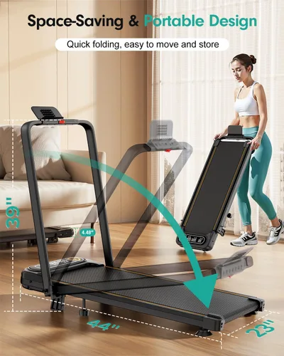 Miniatura 8 de Folding Walking Pad with 15% Incline/RGB Light/Dual Screen Display, 3.5HP Treadmills for Home, Portable Walking Pad Treadmill with Handle Bar and 4