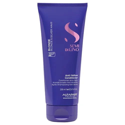 ALFAPARF MILANO Semi di Lino - Acondicionador morado con depósito de color, elimina los tonos amarillos y cobrizos para cabello rubio, platino,
