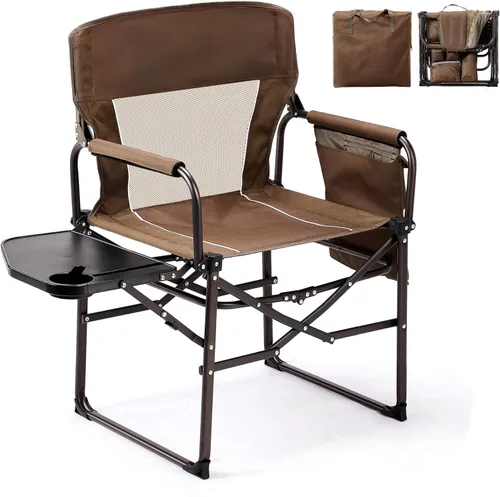 Miniatura 10 de VINGLI Sillas de campamento, silla de directores, silla de camping con mesa auxiliar y bolsa de transporte, sillas de campamento resistentes