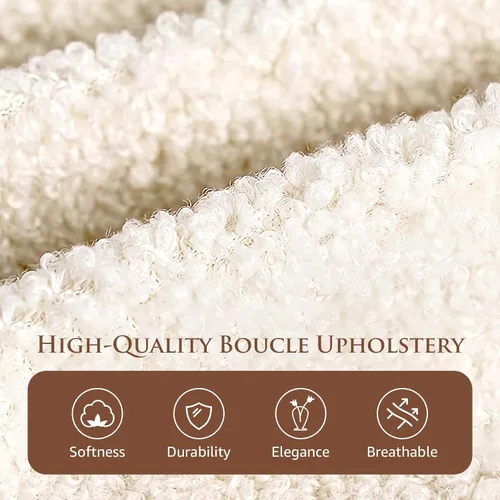 Miniatura 5 de Kelway Base de cama tamaño Queen Boucle tapizada con cabecera ajustable curvada, no necesita somier, color beige