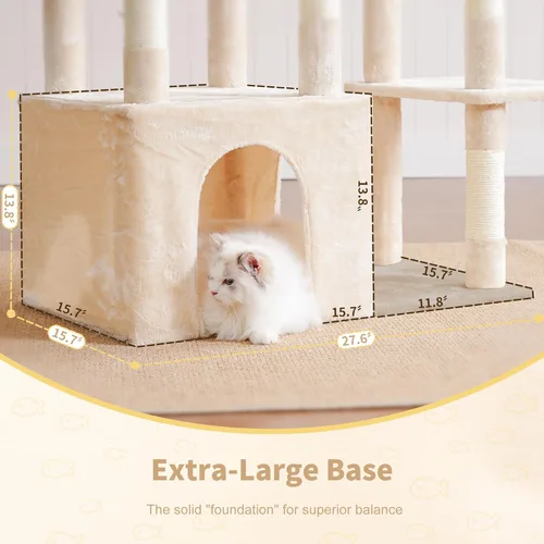 Miniatura 5 de Heybly Árbol para gatos resistente, torre para gatos de interior grande para adultos, casa condominio alta para gatos con zócalo extragrande