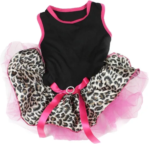 Miniatura 13 de Petitebella Vestido para perro cachorro con tema de leopardo liso (leopardo negro/beige, talla XS)