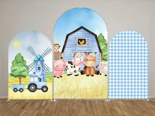 Miniatura 3 de Fundas de fondo de arco para fiestas, diseño de granero, diseño de granero, fundas elásticas para cumpleaños, banquetes, fiestas, baby shower