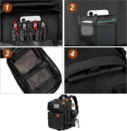 Miniatura 7 de LHI Mochila Militar Táctica para Hombres y Mujeres 25L/35L Mochila de Asalto del Ejército Bolsa Mochila Pequeña con Portabotellas