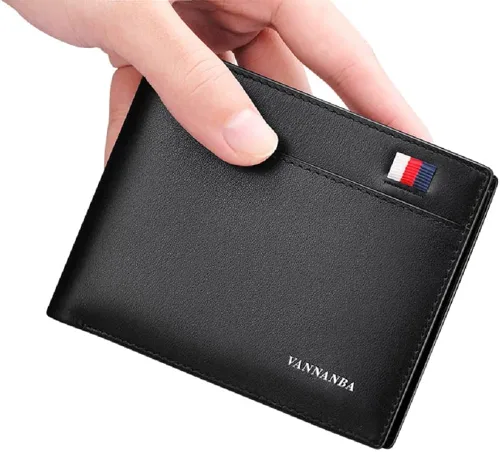 Miniatura 2 de WILLIAMPOLO Billetera delgada para hombre de piel minimalista con bolsillo frontal
