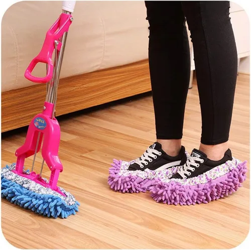 Miniatura 4 de LIOOBO Zapatilla de fregona para zapatos, multifuncional, lavable, reutilizable, para limpieza de polvo, calcetines para cocina, baño, oficina