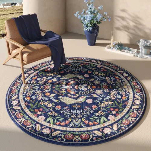 Miniatura 42 de Rugcomf Alfombra de pasillo lavable para cocina 2'6''x8' Alfombra de pasillo para entrada interior floral antideslizante alfombra suave para Azul