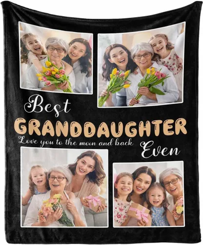 Miniatura 6 de MyPupSocks Manta personalizada de collage de fotos para papá con mensaje de amor de parte de esposa, hija e hijo, manta de fotos personalizada