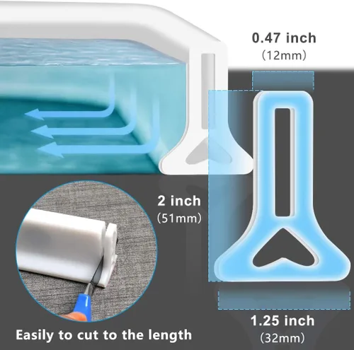 Miniatura 3 de Umbral de ducha de 122 pulgadas, barrera de agua plegable, sistema de retención de tapón de agua, separación seca y húmeda para baño, cocina y más